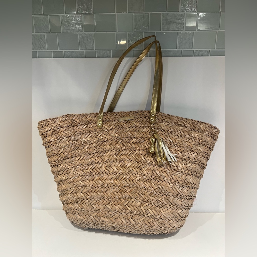 Lilly Pulitzer wicker tote